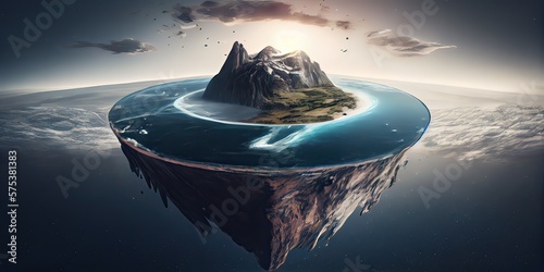 Generative AI illustration of a secrets of flat earth, with continents © CravenA