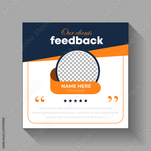 Customer feedback testimonial creative Instagram Post and social media banner design or square flyer template	
