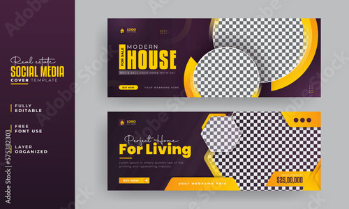 Real estate Facebook cover Banner template design, Set of elegant modern abstract home for sale corporate business Facebook cover, banner, social media post, timeline cover, web banner, design