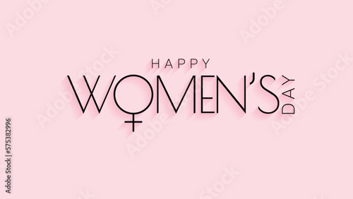 Happy Womens Day Typography with Female Symbol isolated on pink background, 8 March International women' day greeting card, cover design, banner template. Vector Illustration