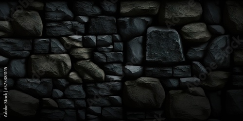 Black rock pattern background, generative ai