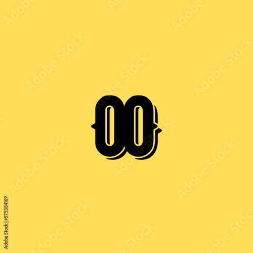 the number 0 symbol that forms two eyes on yellow background