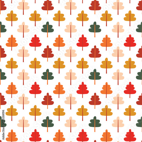 vector illustration with colorful leaves in autumn colors. repeating pattern with plant ornament for textile and clothing design