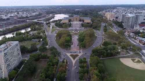 Beautiful Philadelphia Cityscape with Museum of Art, Schuylkill River and Traffic in Background. Philadelphia photo