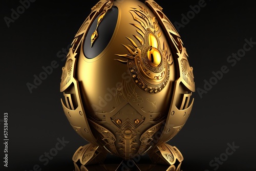 futuristic illustration cyber golden egg intricate asymetrical created with Generative AI technology