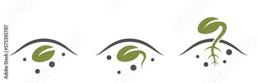 seed germination icon set. grain growing, planting and agriculture symbol