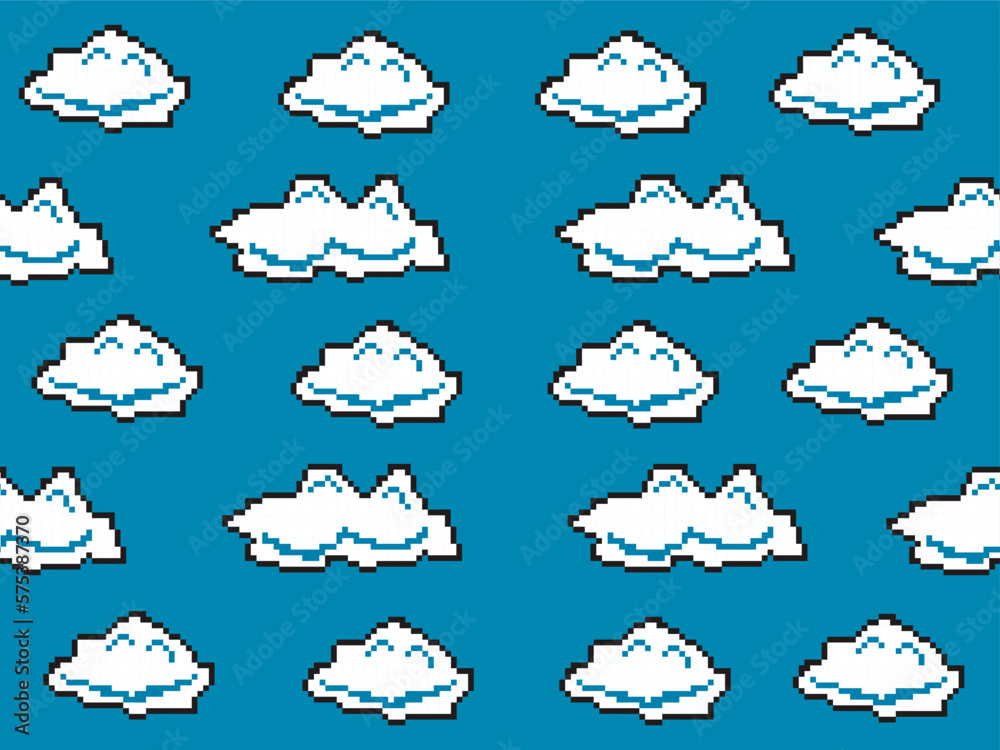 Fototapeta premium Game background in pixel graphics with clouds