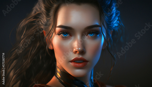 Photorealistic beautiful lady. generative AI photo