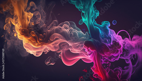 multi-colored smoke on a black background. Generative AI