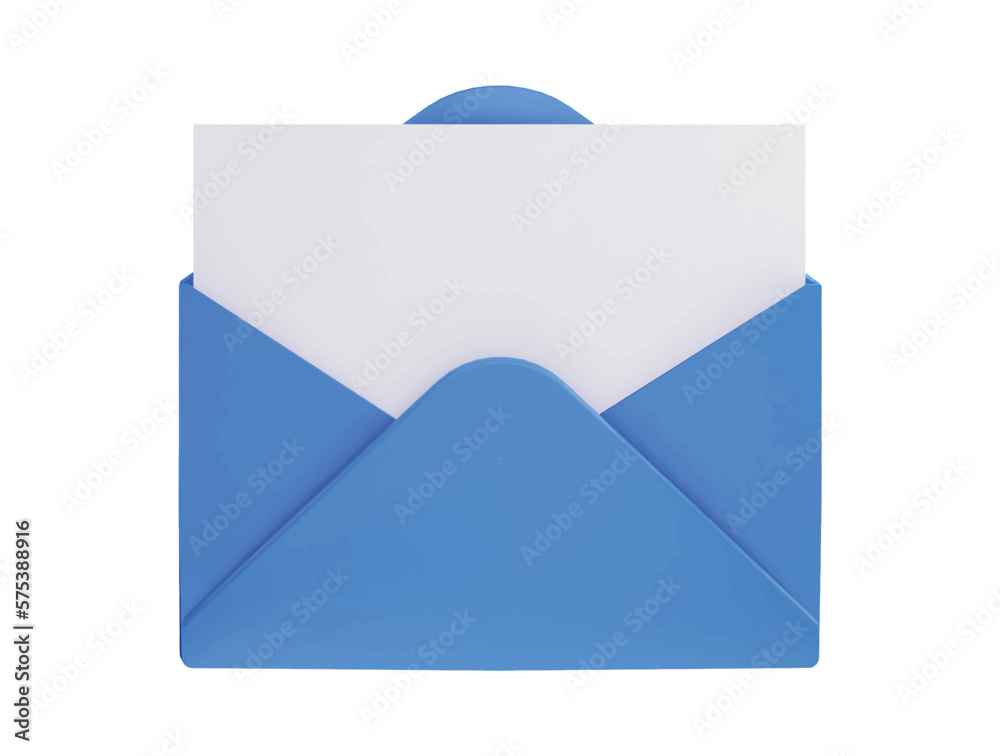 Photo letter 3d render open yellow envelope with empty paper card 3d vector icon illustration Photo letter 3d render open yellow envelope with empty paper card 3d vector icon illustration
