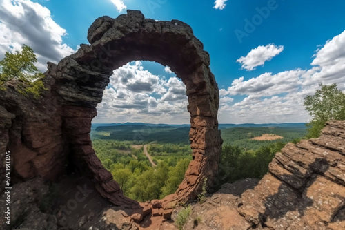 Vertical scenic view of mountain ring in Kislovodsk, Stavropol Krai, Russia, Generative Ai photo