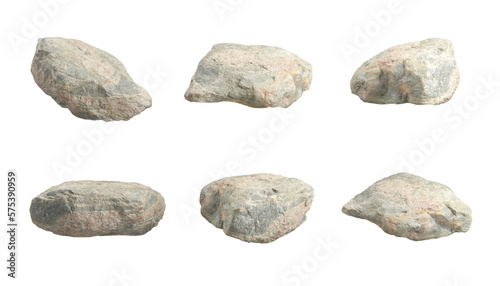 Realistic natural motar stone shapes transparency backgrounds 3d render png