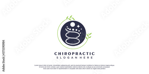 Chiropractic logo with creative and unique style concept premium vector