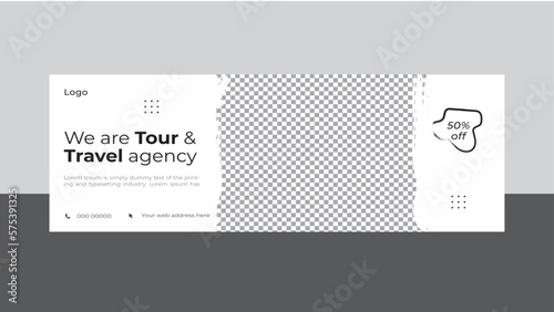Travel facebook cover and Travel banner template for ads. Visiting social media banner design. Explor, Tour, agency.