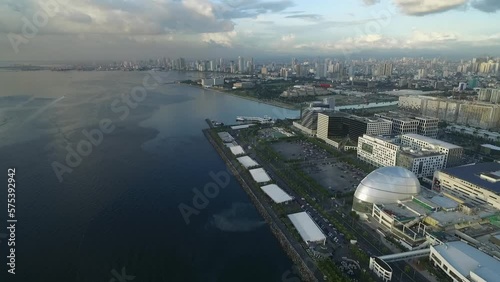 Mall of Asia Area in Manila City in Philippines. Cityscape Skyline and Business Skyscrapers in Background
