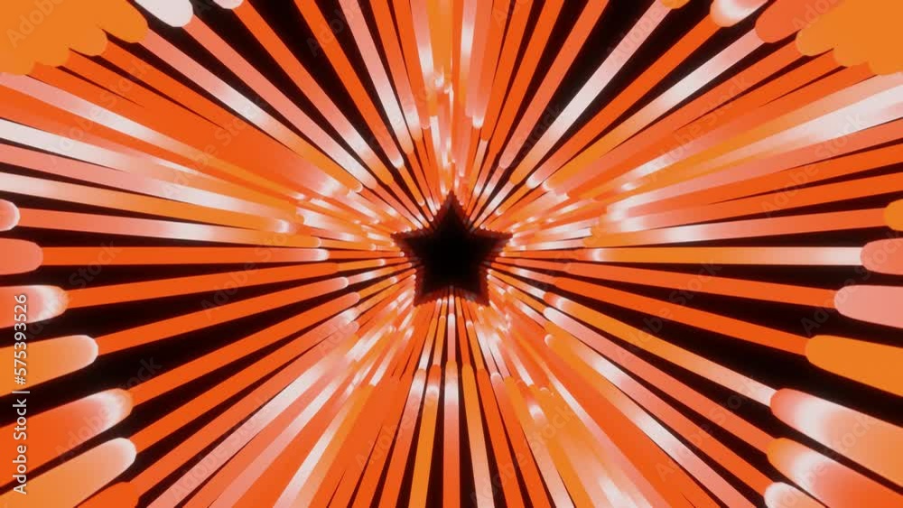 Orange gradient neon glowing lines in star tunnel loop animation Orange gradient neon glowing lines in star tunnel loop animation