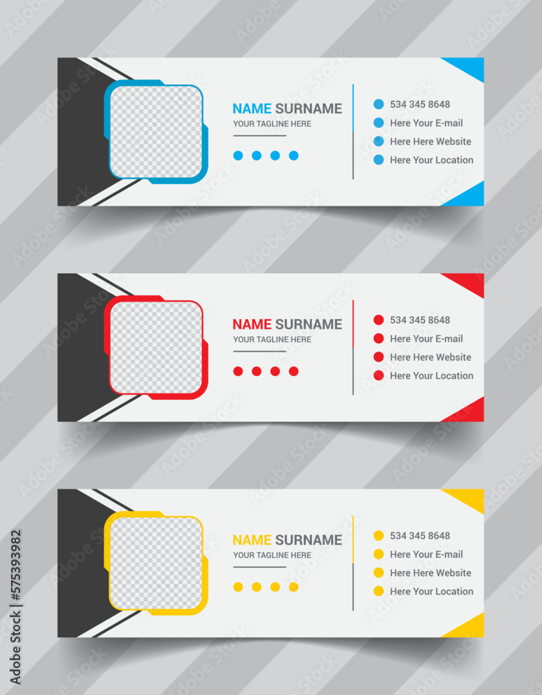 Corporate Email Signature design, banner, Facebook cover, social media cover design template vector for a business address, telephone, profile person UI