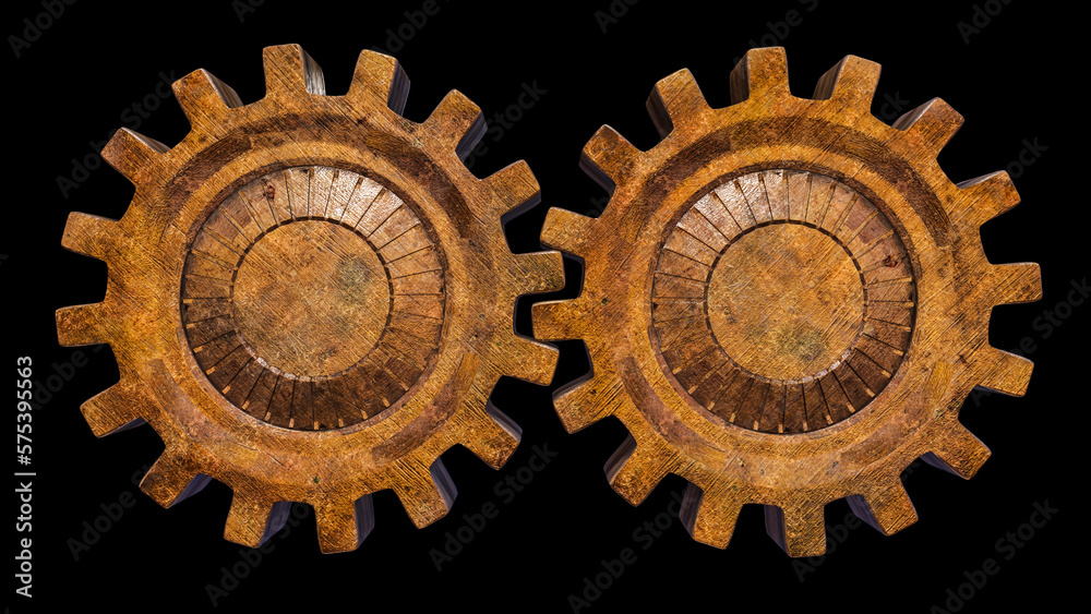 metal rusty gear on a black background. 3d render illustration metal rusty gear on a black background. 3d render illustration