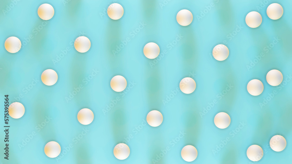 background of white golf balls on a turquoise background. 3d render illustration