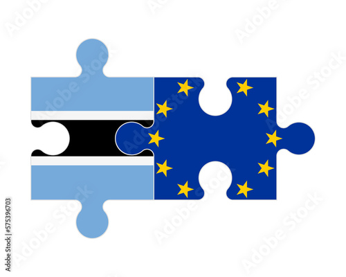 Puzzle of flags of Botswana and European Union, vector