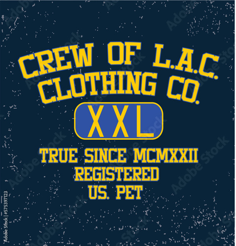 college and varsity typography for print