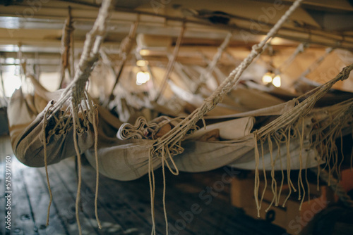 Inside old ship. Hold or cabin of a ship background.