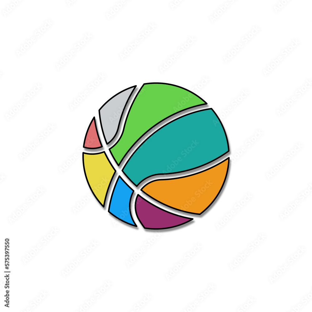 illustrazione con pallone ba pallacanestro colorato su sfondo trasparente