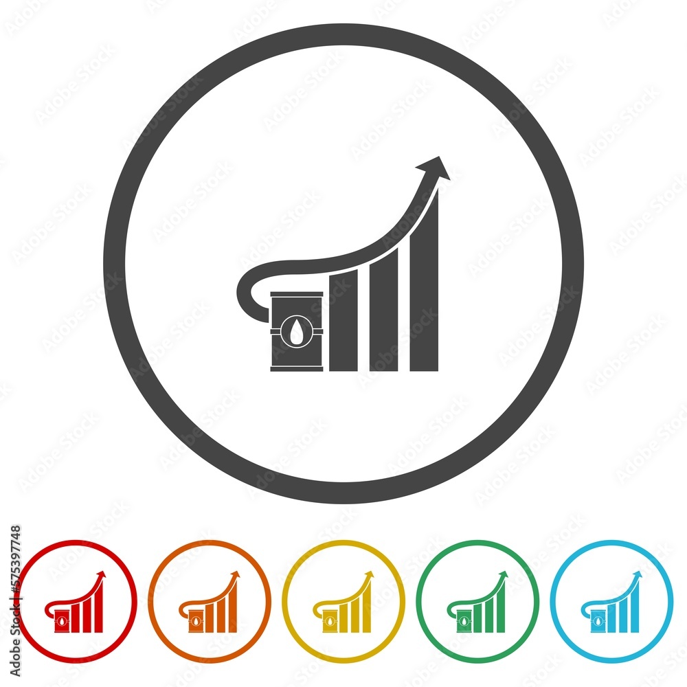 Oil Price Chart glyph icons in color circle buttons Oil Price Chart glyph icons in color circle buttons