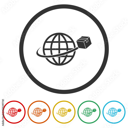 World Wide Delivery icons in color circle buttons