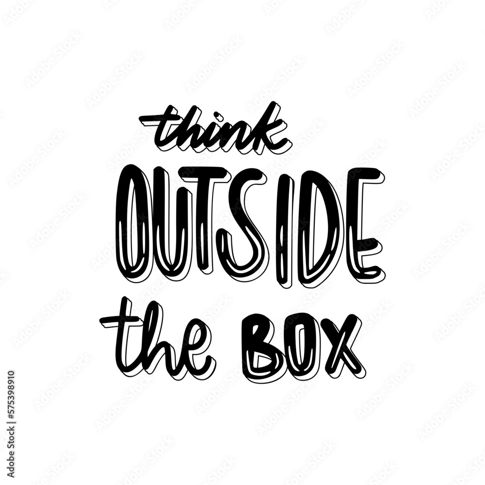 Think Outside The Box Sticker. Motivation Word Lettering Stickers