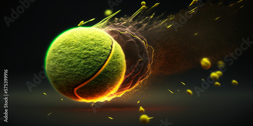 Flying dynamic tennis ball in motion AI generated illustration