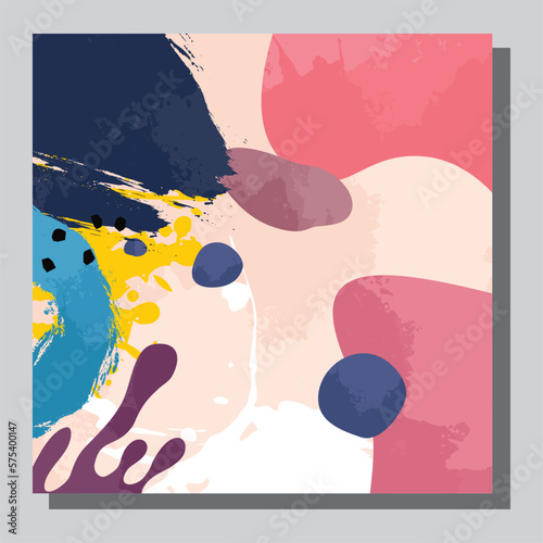 Illustration vector EPS 10 print. Hand draw painted abstract organic shapes. contemporary aesthetic boho mid century modern art in Scandinavian nordic design style

