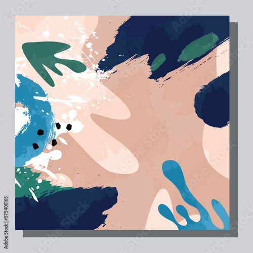 Illustration vector EPS 10 print. Hand draw painted abstract organic shapes. contemporary aesthetic boho mid century modern art in Scandinavian nordic design style
