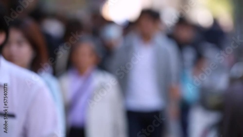 Wallpaper Mural Blurry Japanese People in Tokyo. Business District. Rush Hour Time People Are Walking on the Sidewalk. Japan. Background Video Torontodigital.ca