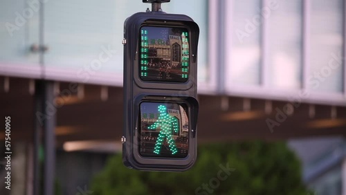 Pedestrian Traffic Light Changing Red to Green Signs in Tokyo, Japan