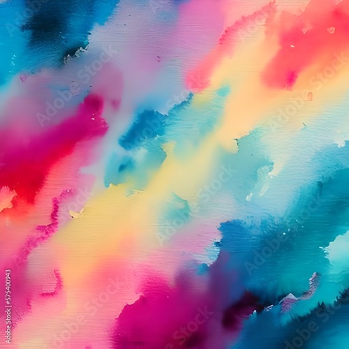 Colorful watercolor background in blue, yellow and pink colors. Generative ai