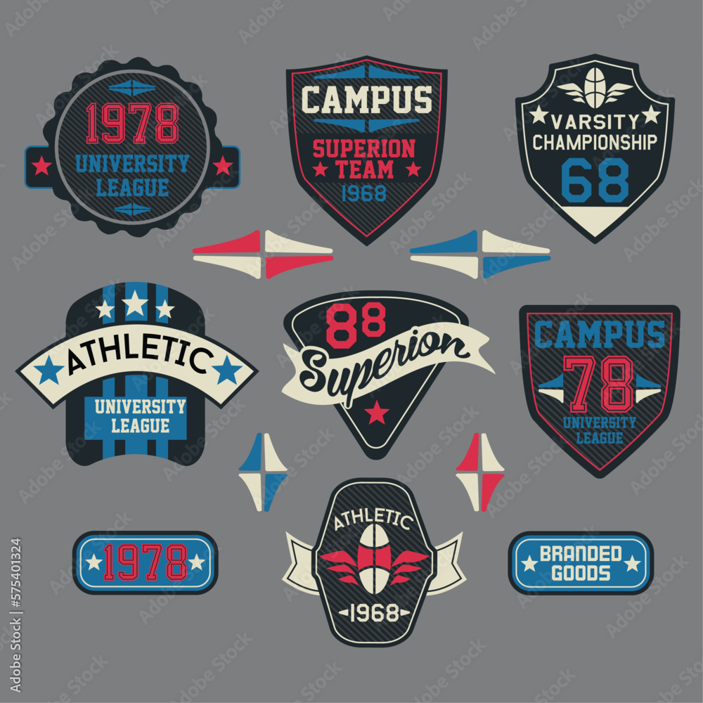 Patch graphics ,Varsity sports emblem.vector
