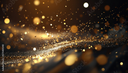   golden glitter defocused abstract twinkly lights background. generative AI photo