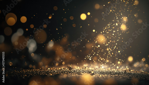  golden glitter defocused abstract twinkly lights background. generative AI