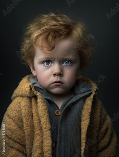 Toddler Portrait-Sad child-Generative AI