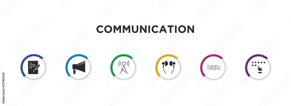communication filled icons with infographic template. glyph icons such ...