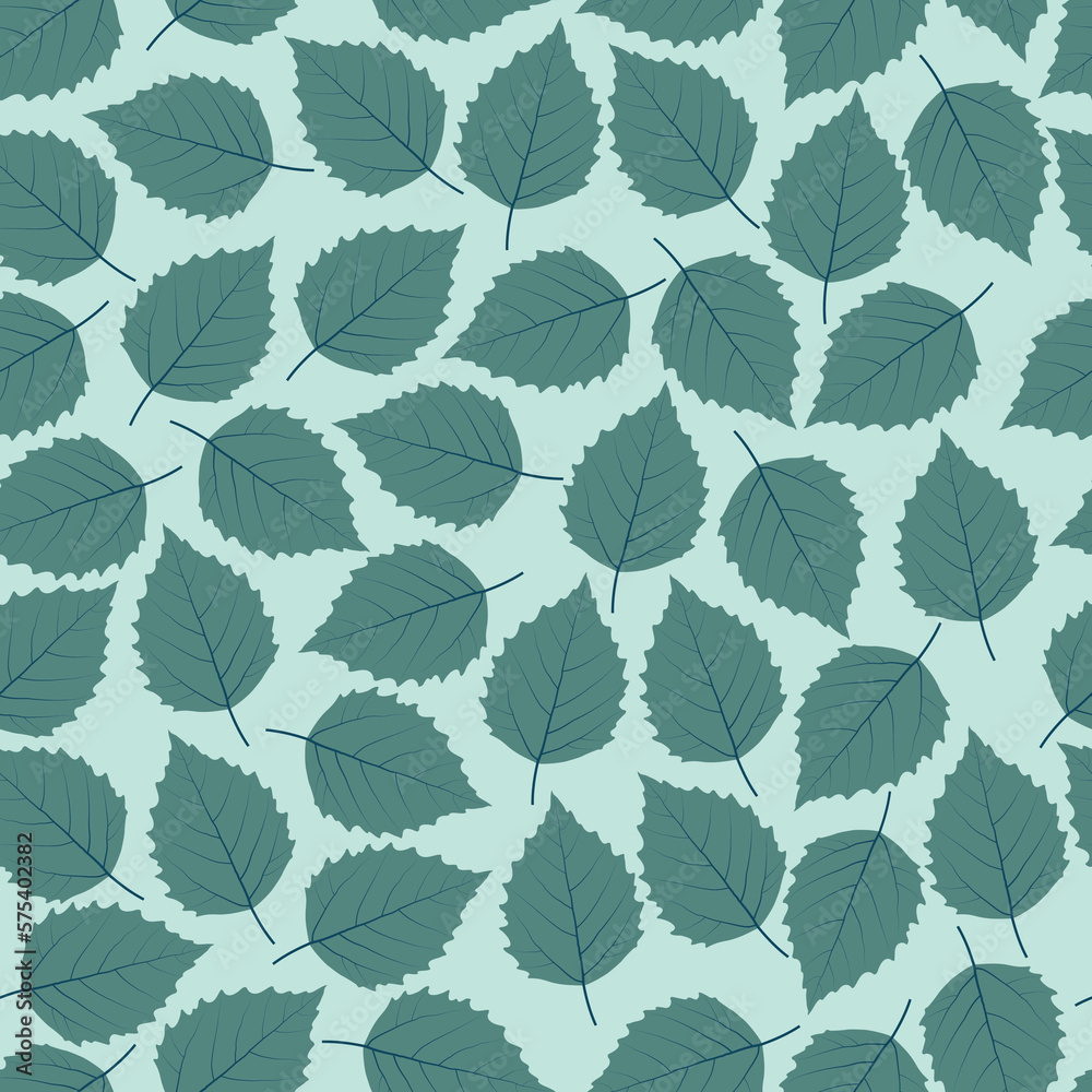 Obraz premium Exquisite floral seamless pattern tile of aesthetic abstract tropical poplar leaves. Repeat Foliage textured background design