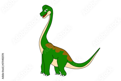 Cute Brontosaurus With White Background. Vector illustration