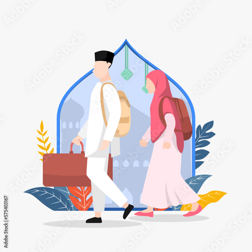 Eid homecoming flat illustration