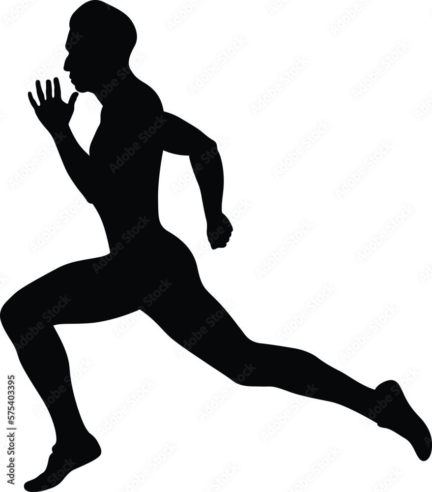 black silhouette male runner athlete running sprint black silhouette male runner athlete running sprint