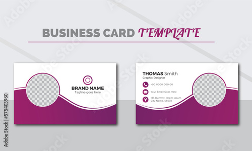 Modern & minimal business card with photo, simple clean design template, vector design, professional business card template, visiting card template. double sided business card design template