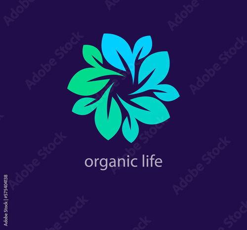 Unique organic life logo. Modern color transitions. Circular ecological life logo template. vector.