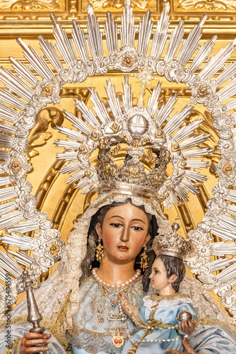 Image of Madre de Dios del Rosario (Mother of God of the Rosary), Patrona de Capataces y Costaleros (Patron Saint of Foremen and Bearer) Inside the parish Santa Ana