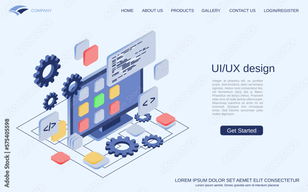GUI construction, application development, website design flat 3d isometric vector concept illustration GUI construction, application development, website design flat 3d isometric vector concept illustration
