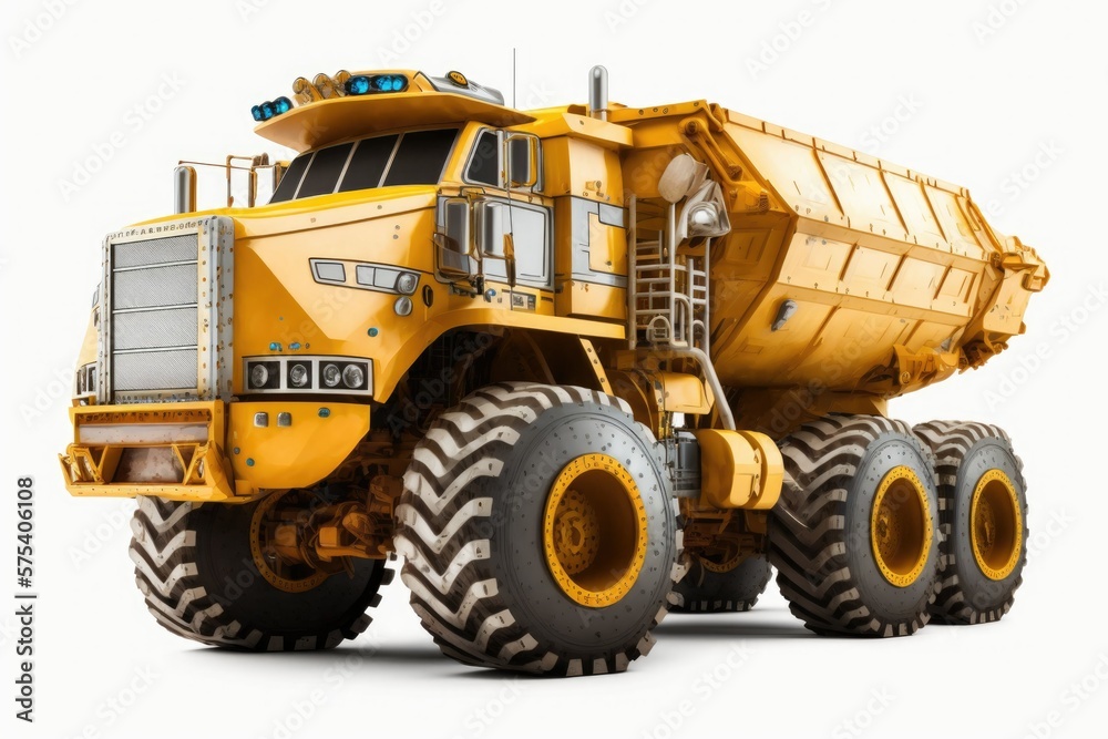 The Isolated Yellow Mining Truck. Generative AI